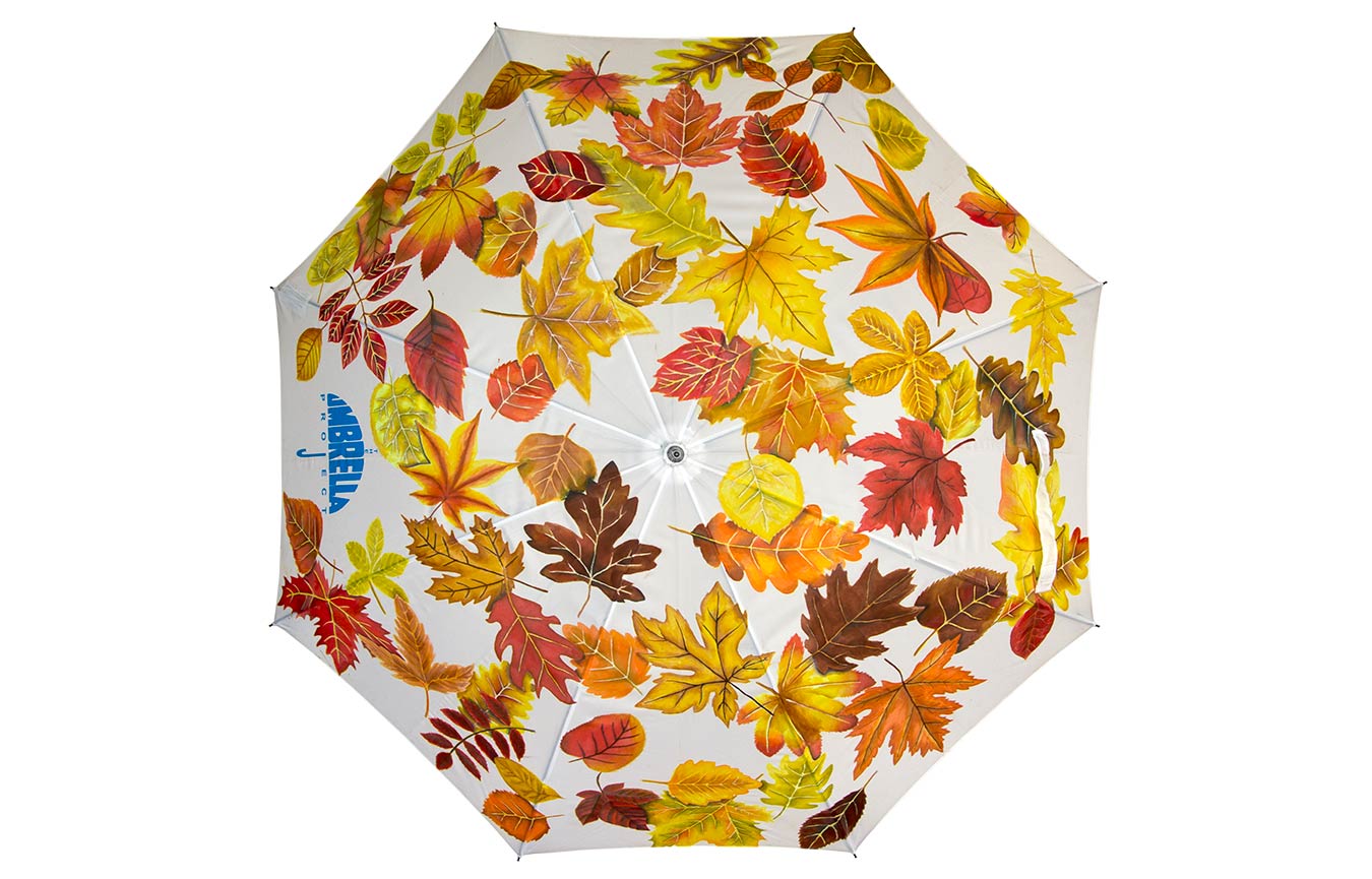 umbrella with painted leaves